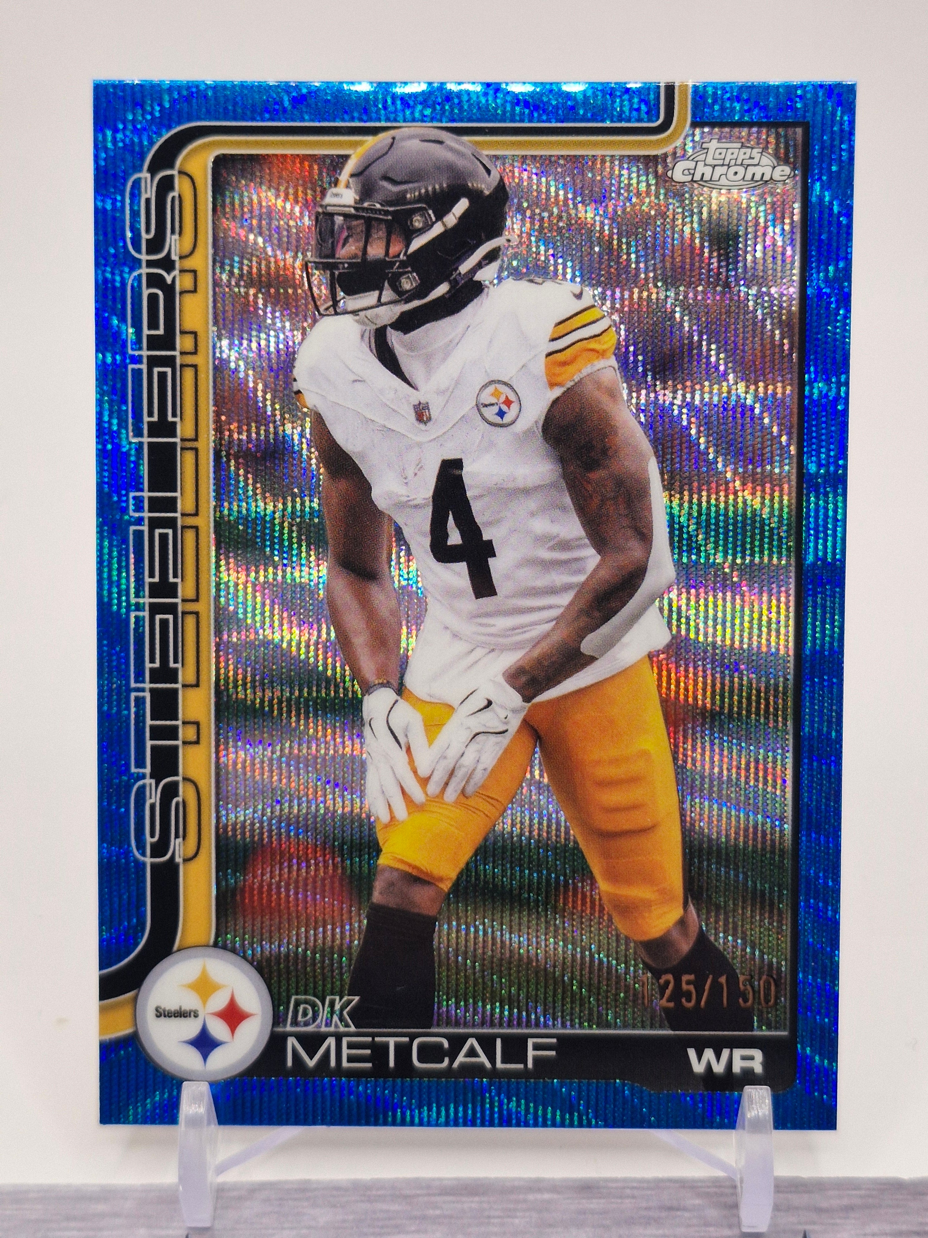 2025 Topps Chrome #254 DK Metcalf Football Leather Blue #/150