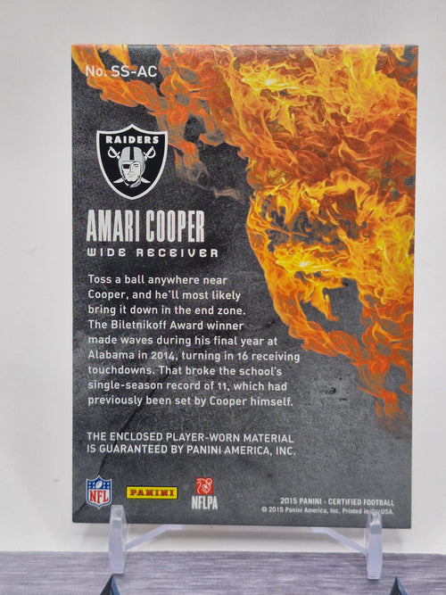 2015 Panini Certified #SS-AC Amari Cooper Scorching Swatches - Mirror Blue #/99