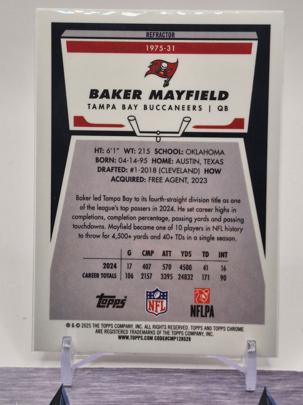 2025 Topps Chrome #1975-31 Baker Mayfield 1975 Topps Refractor