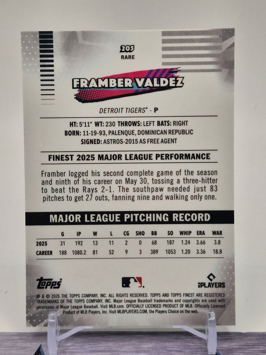 2026 Finest #205 Framber Valdez Green Refractors #/99