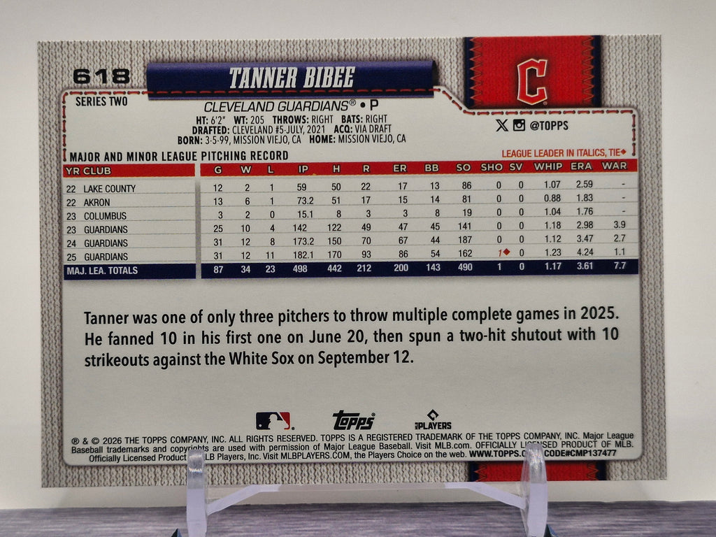 2026 Topps #618 Tanner Bibee Topps Foil Pattern
