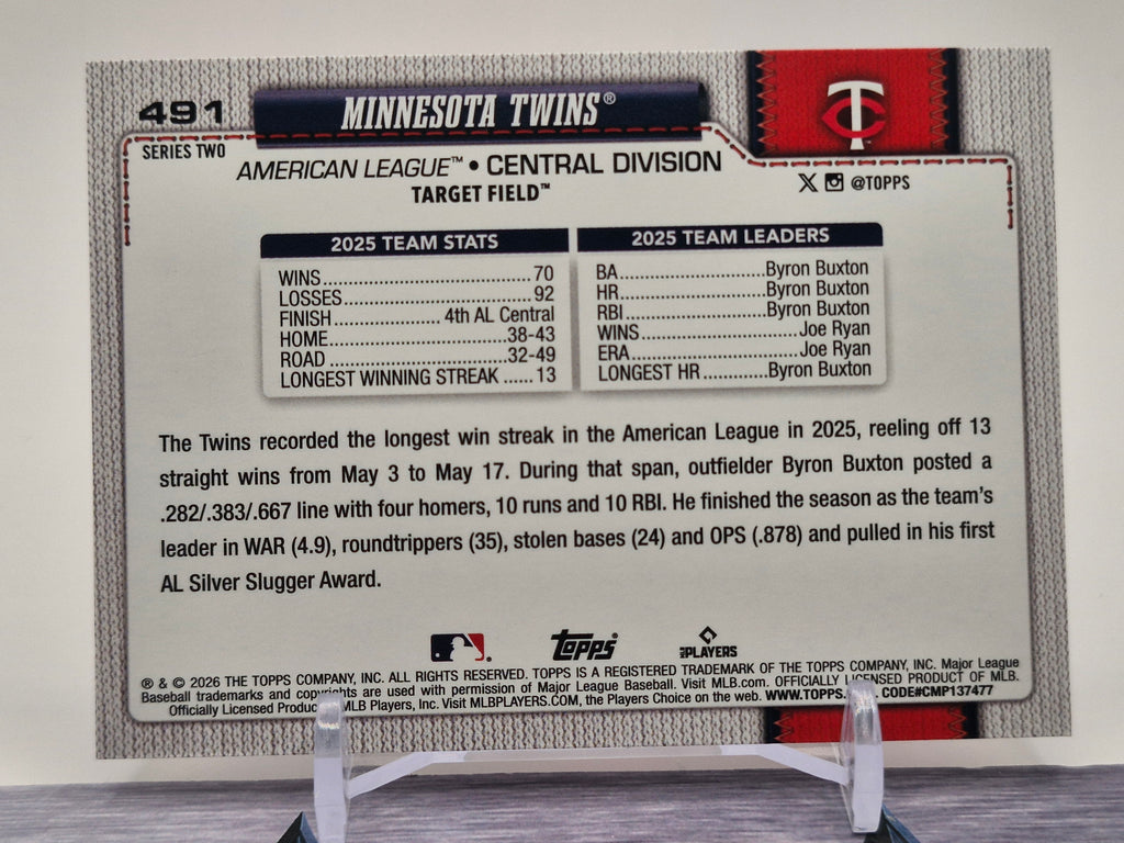 2026 Topps #491 Minnesota Twins Holo Foil