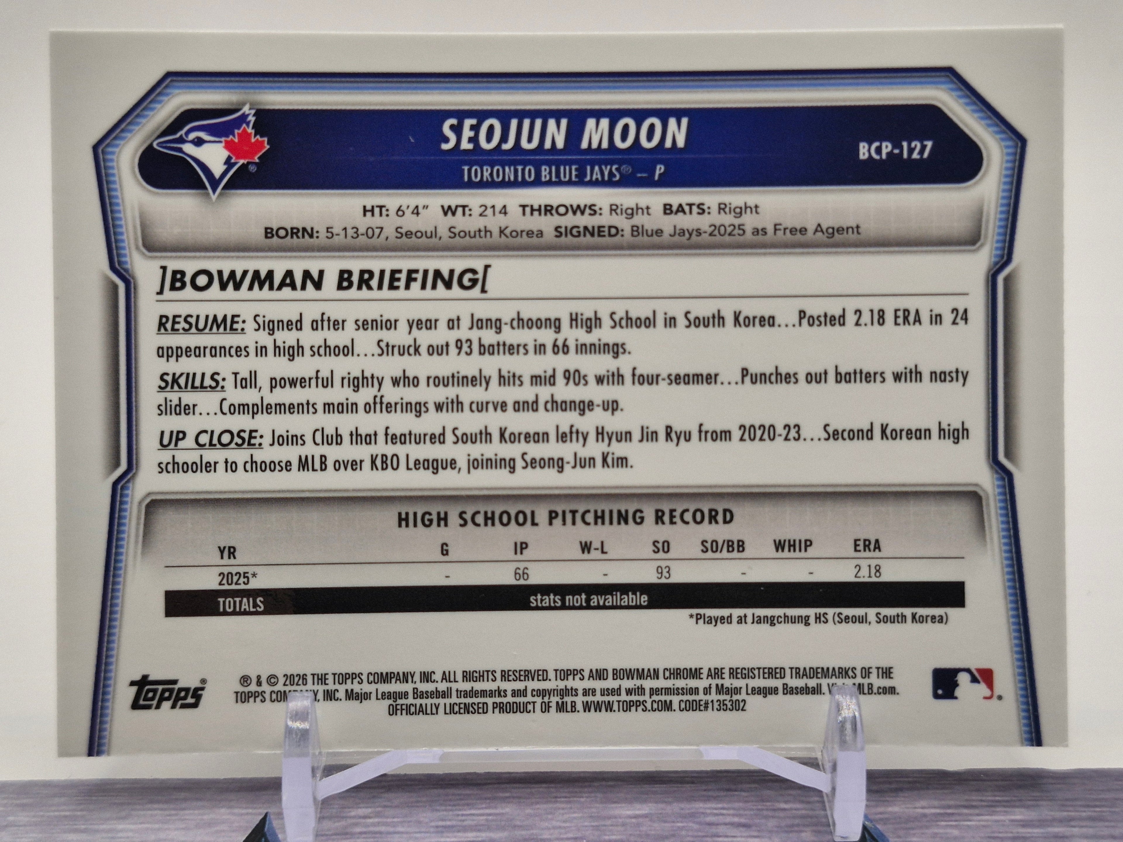 2026 Bowman Sapphire Edition #BCP-127 Seojun Moon