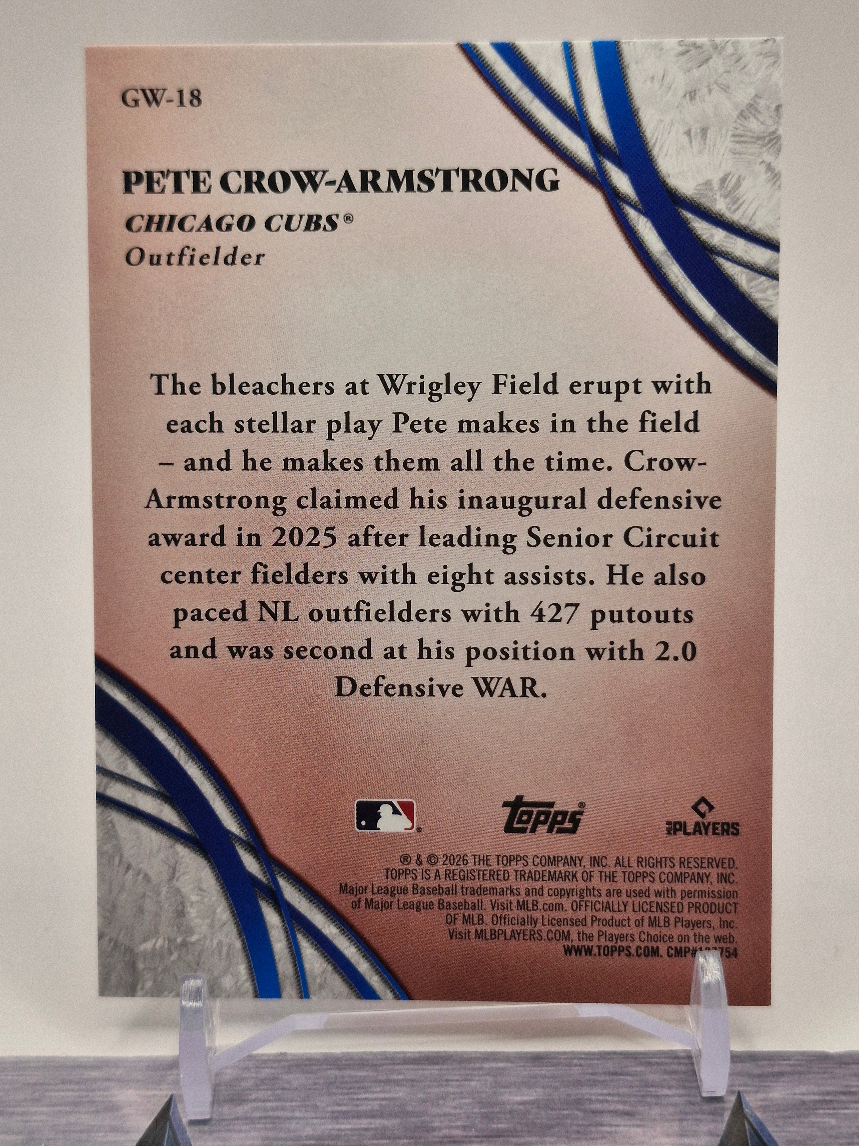 2026 Topps #GW-18 Pete Crow-Armstrong Glove Work