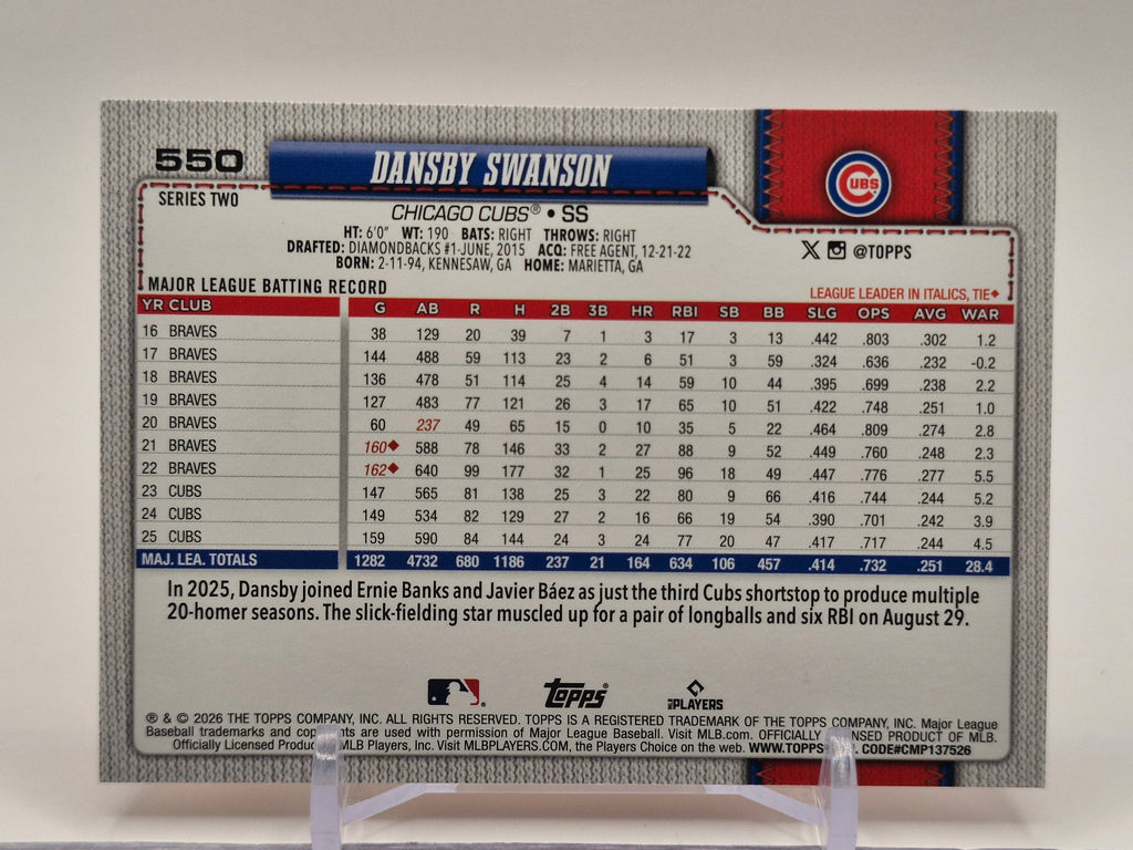 2026 Topps #550 Dansby Swanson