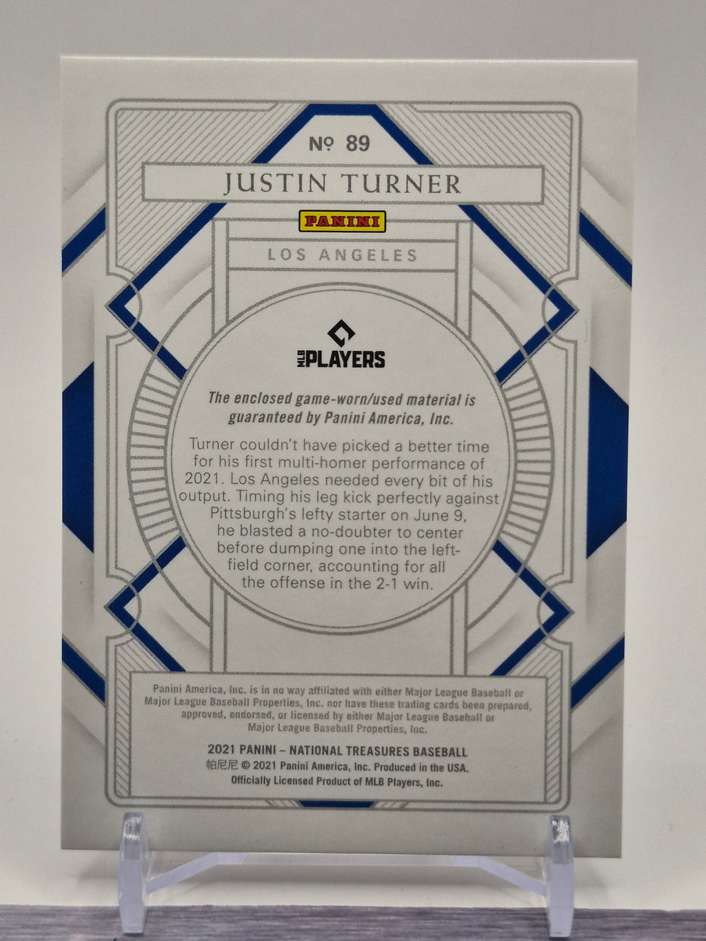 2021 Panini National Treasures #89 Justin Turner #/99