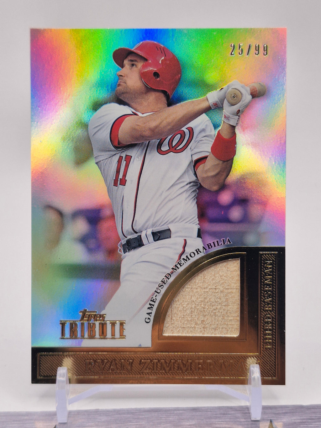 2012 Topps Tribute #TSR-RZ Ryan Zimmerman Tribute To The Stars Relics #/99