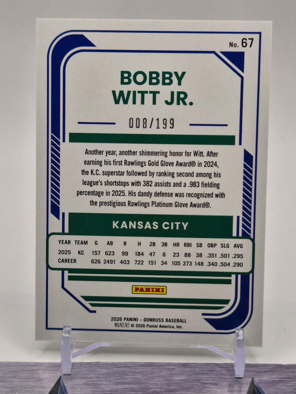 2026 Donruss #67 Bobby Witt Jr. Liberty #/199