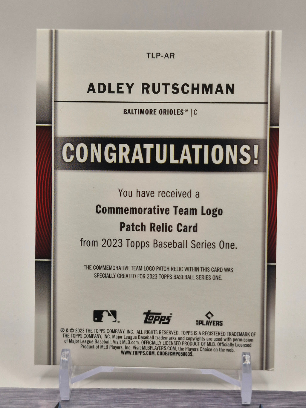 2023 Topps #TLP-AR Adley Rutschman Commemorative Team Logo Patches