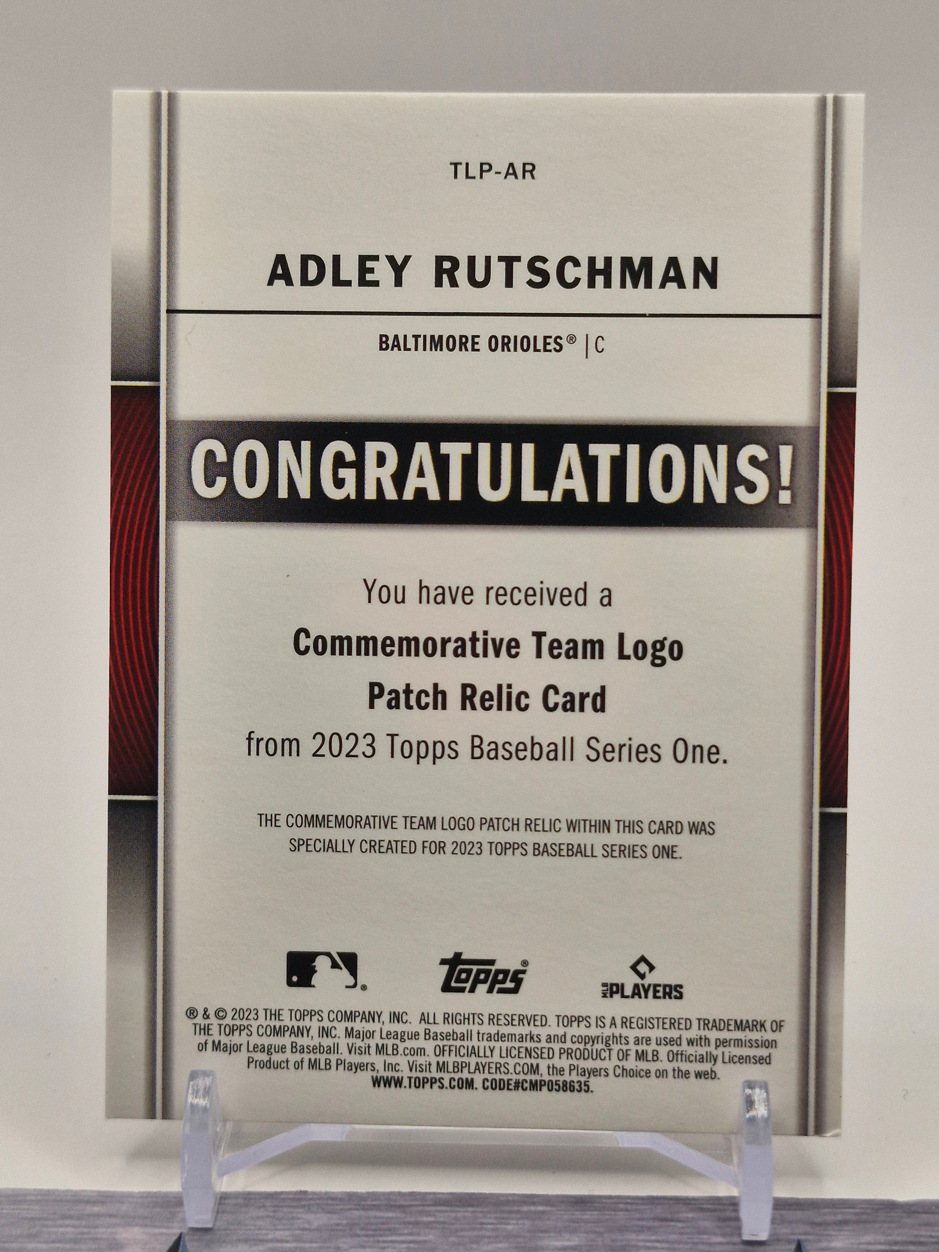 2023 Topps #TLP-AR Adley Rutschman Commemorative Team Logo Patches