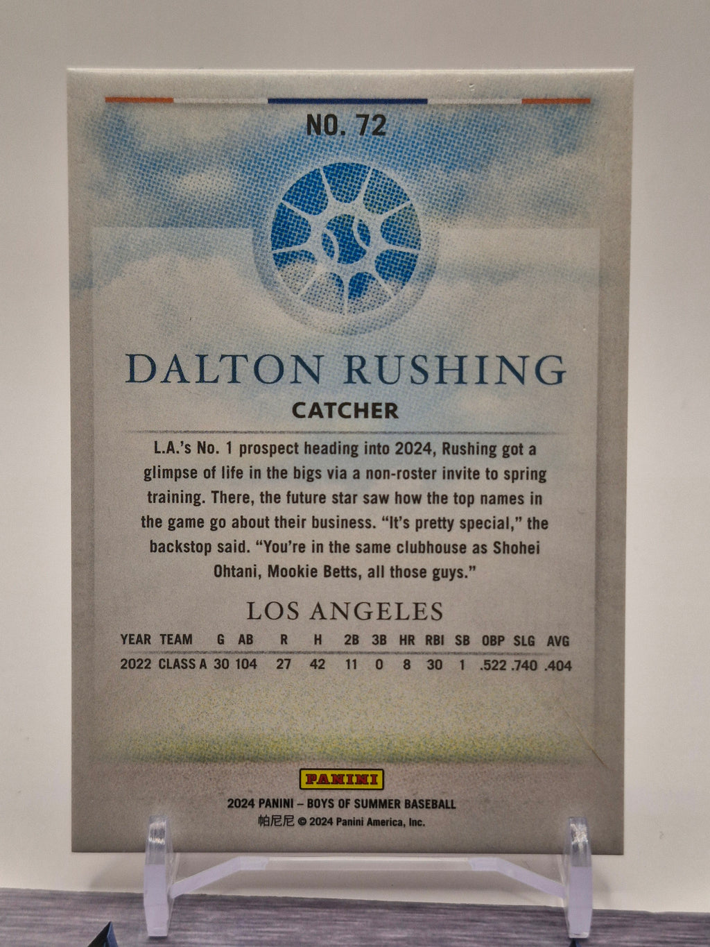 2024 Panini Boys of Summer #72 Dalton Rushing #/149