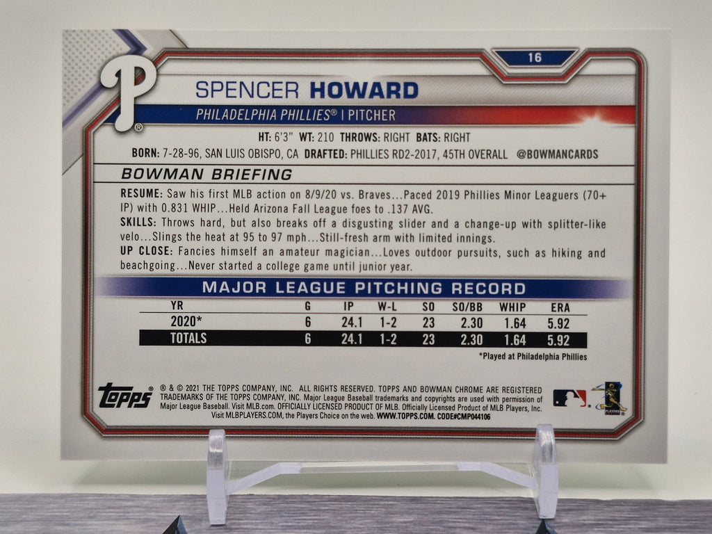 2021 Bowman #16 Spencer Howard Neon Green #/399