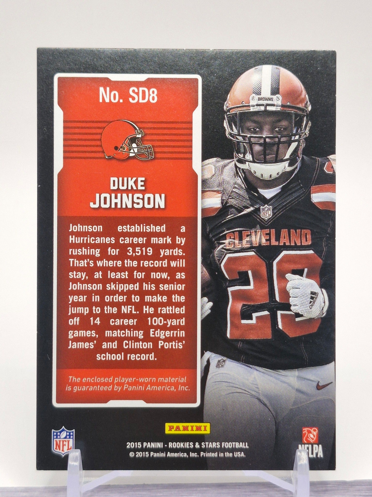 2015 Panini Rookies & Stars #DS8 Duke Johnson Dress For Success Jerseys