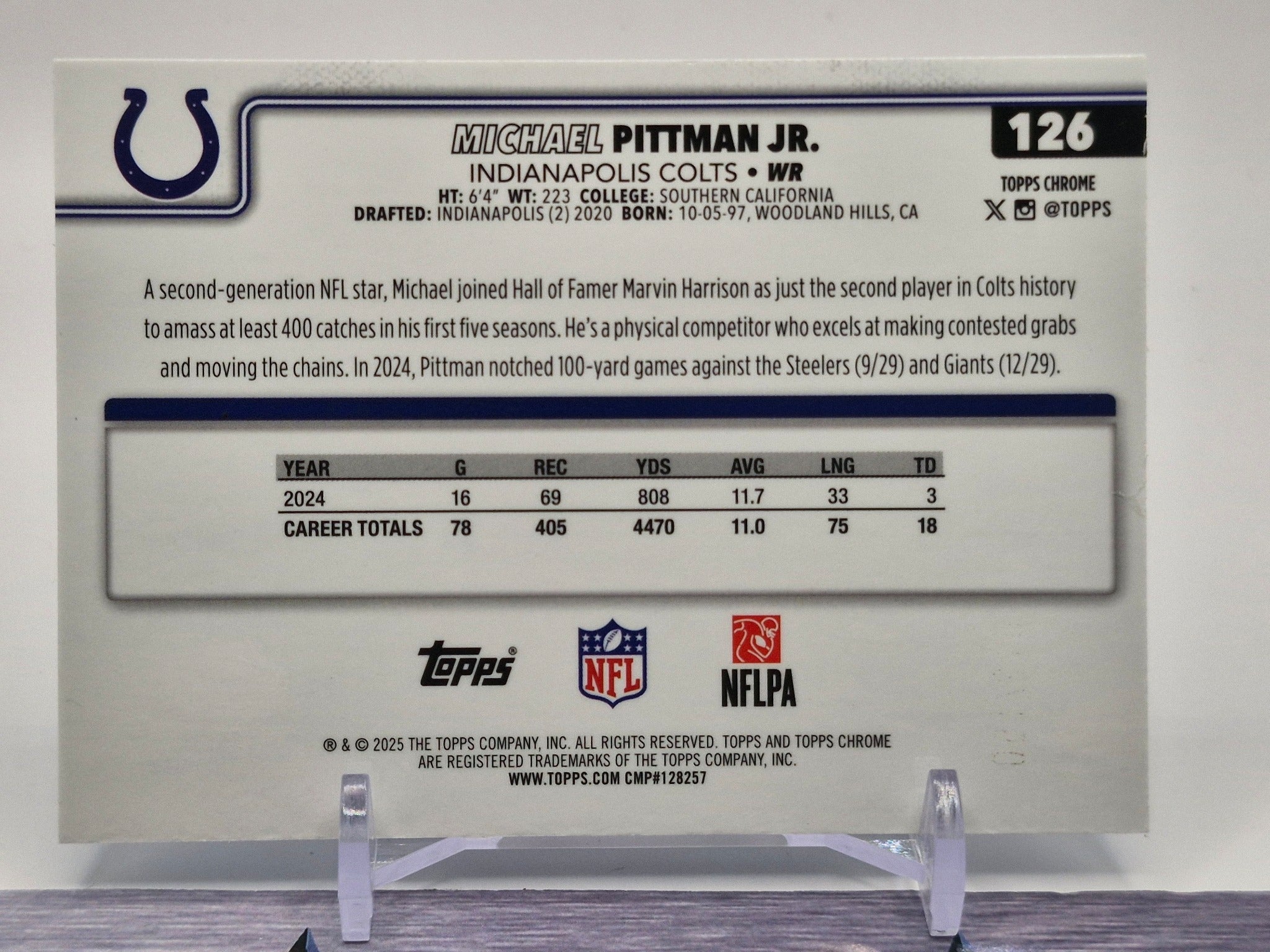 2025 Topps Chrome #126 Michael Pittman Jr. X-Fractor #/150
