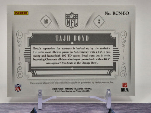 2014 Panini National Treasures #RCN-BO Tajh Boyd Rookie Colossal RPA