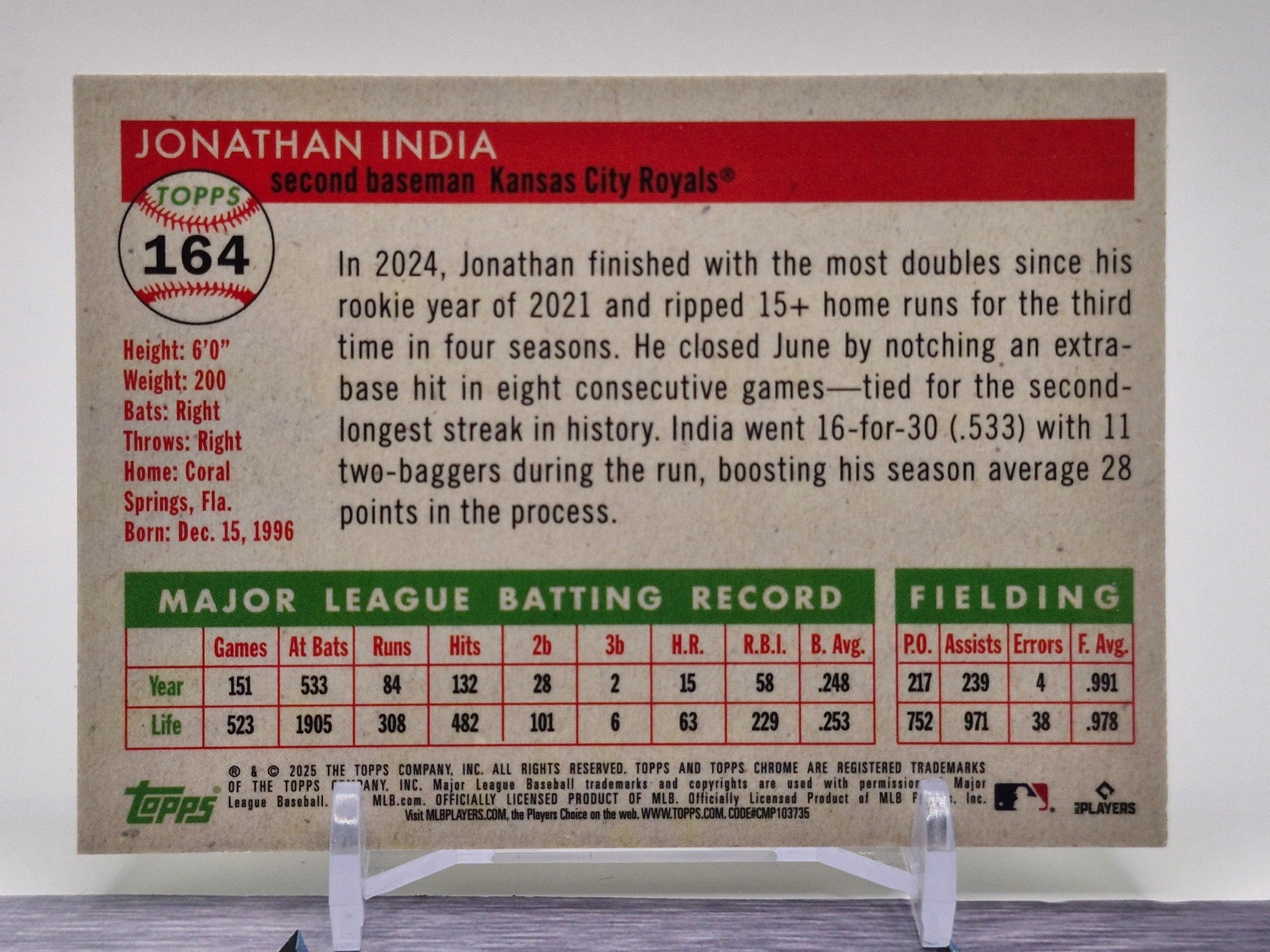 2025 Topps Chrome Platinum #164 Jonathan India #/99
