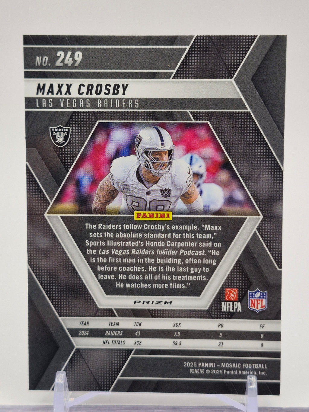 2025 Panini Mosaic #249 Maxx Crosby Mosaic Reactive Purple