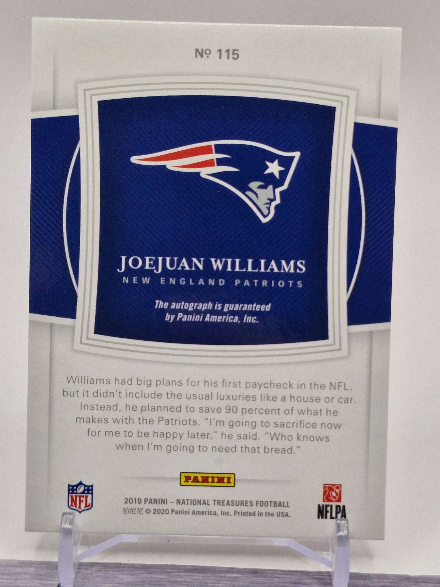 2019 Panini National Treasures #115 Joejuan Williams Holo Silver #/25