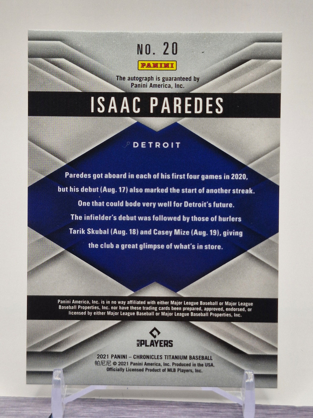 2021 Panini Chronicles #20 Isaac Paredes Titanium Auto
