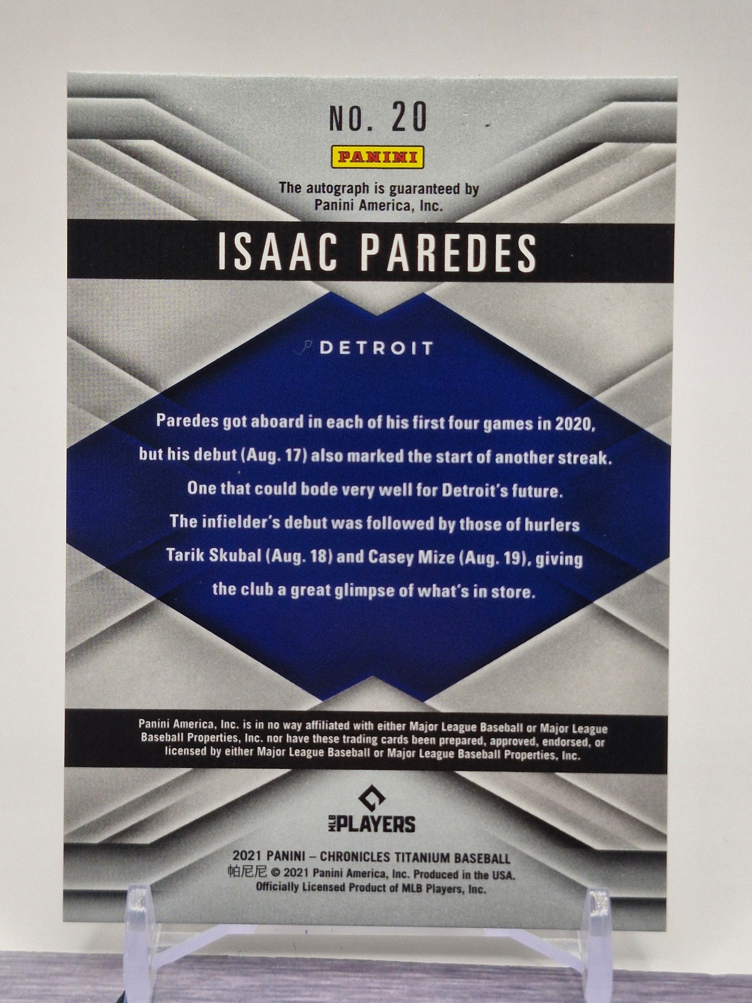 2021 Panini Chronicles #20 Isaac Paredes Titanium Auto