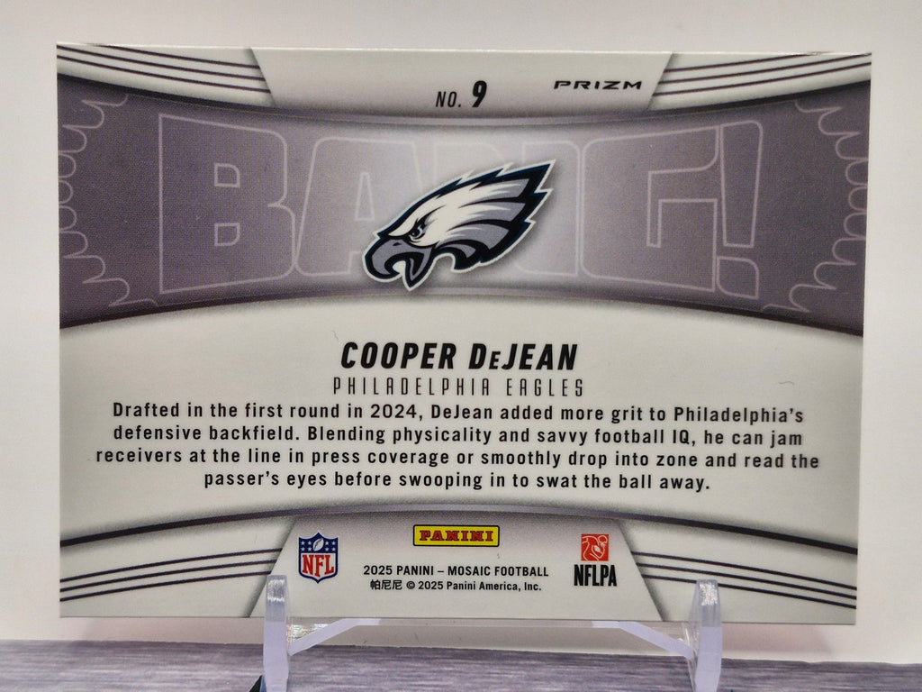 2025 Panini Mosaic #9 Cooper DeJean Bang! Mosaic Pink Fluorescent