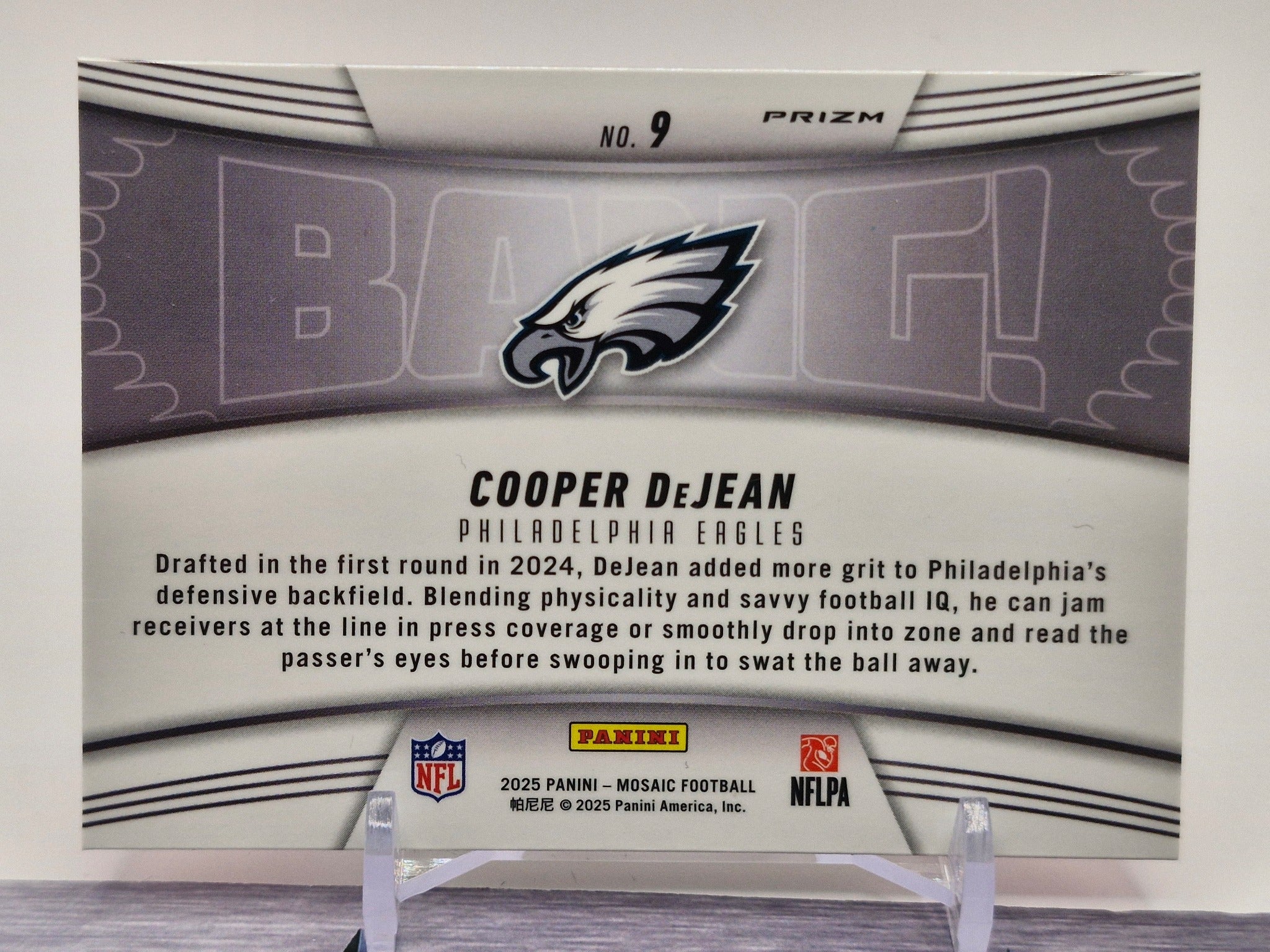 2025 Panini Mosaic #9 Cooper DeJean Bang! Mosaic Pink Fluorescent