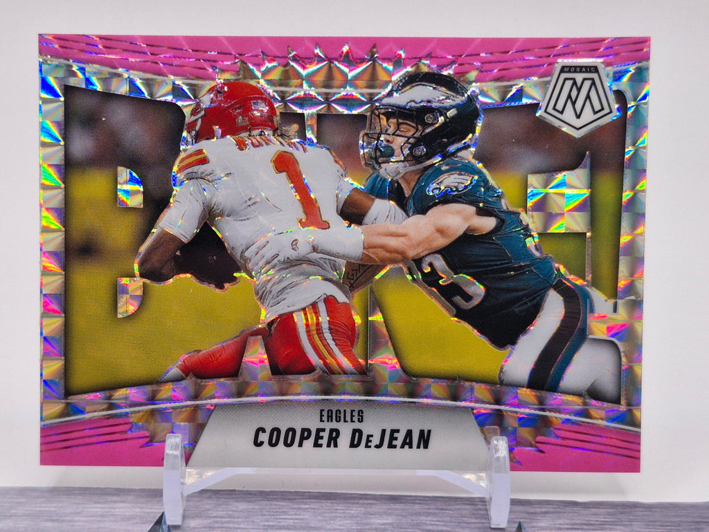 2025 Panini Mosaic #9 Cooper DeJean Bang! Mosaic Pink Fluorescent