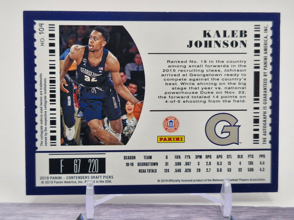 2019 Panini Contenders Draft Picks #104 Kaleb Johnson Draft Ticket Blue Foil
