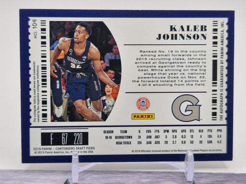 2019 Panini Contenders Draft Picks #104 Kaleb Johnson Draft Ticket Blue Foil