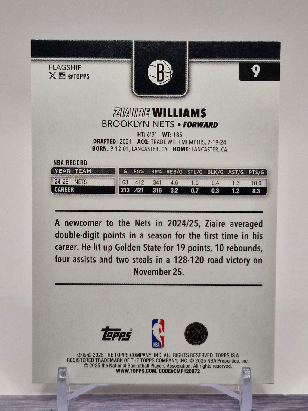 2025-26 Topps #9 Ziaire Williams