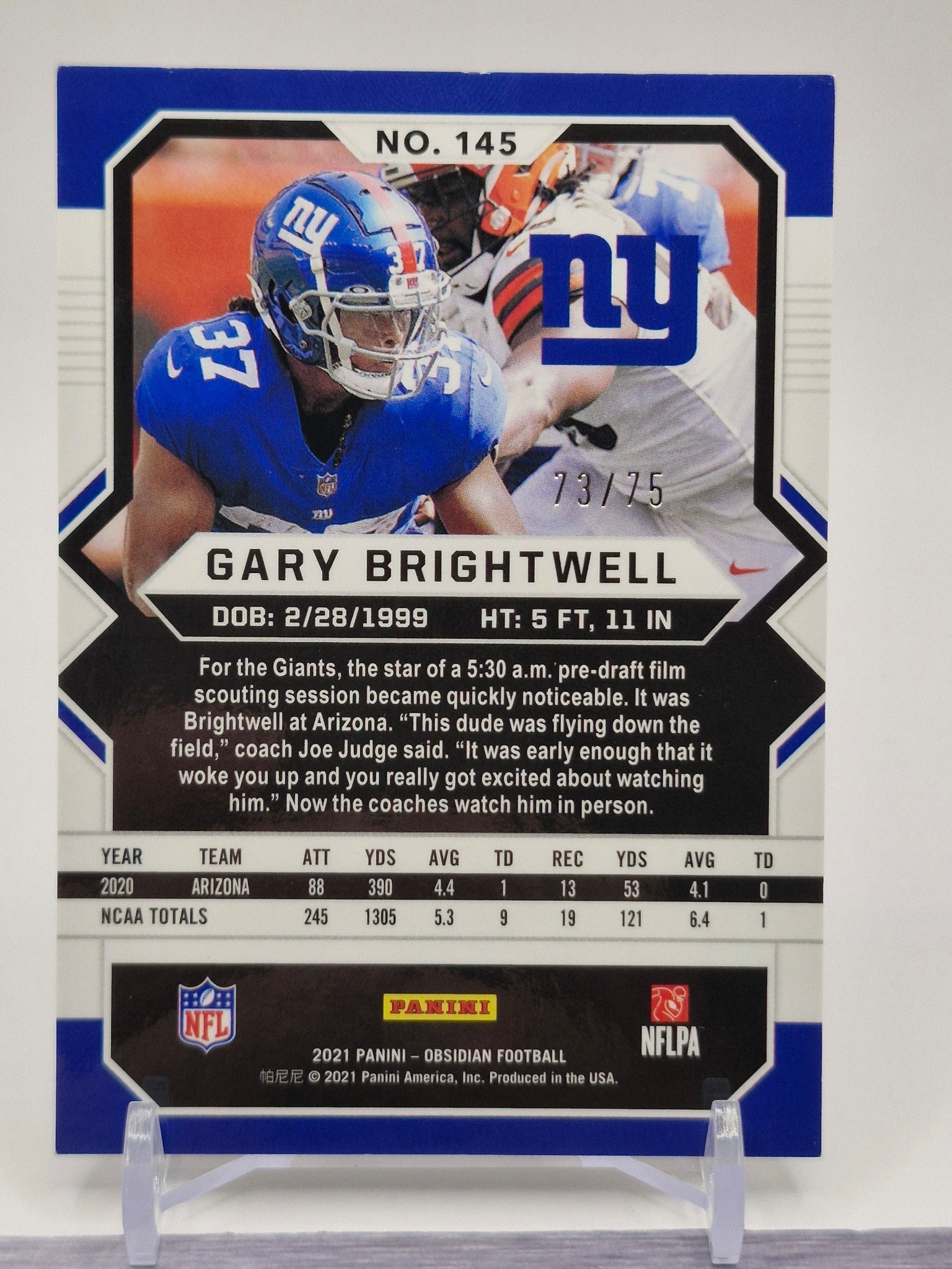 2021 Panini Obsidian #145 Gary Brightwell