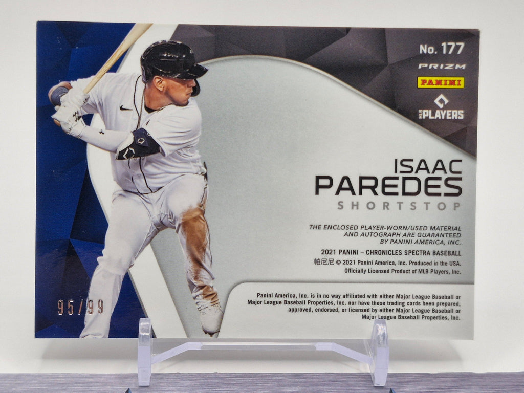 2021 Panini Spectra #177 Isaac Paredes Rookie Jersey Autographs Neon Blue #/99