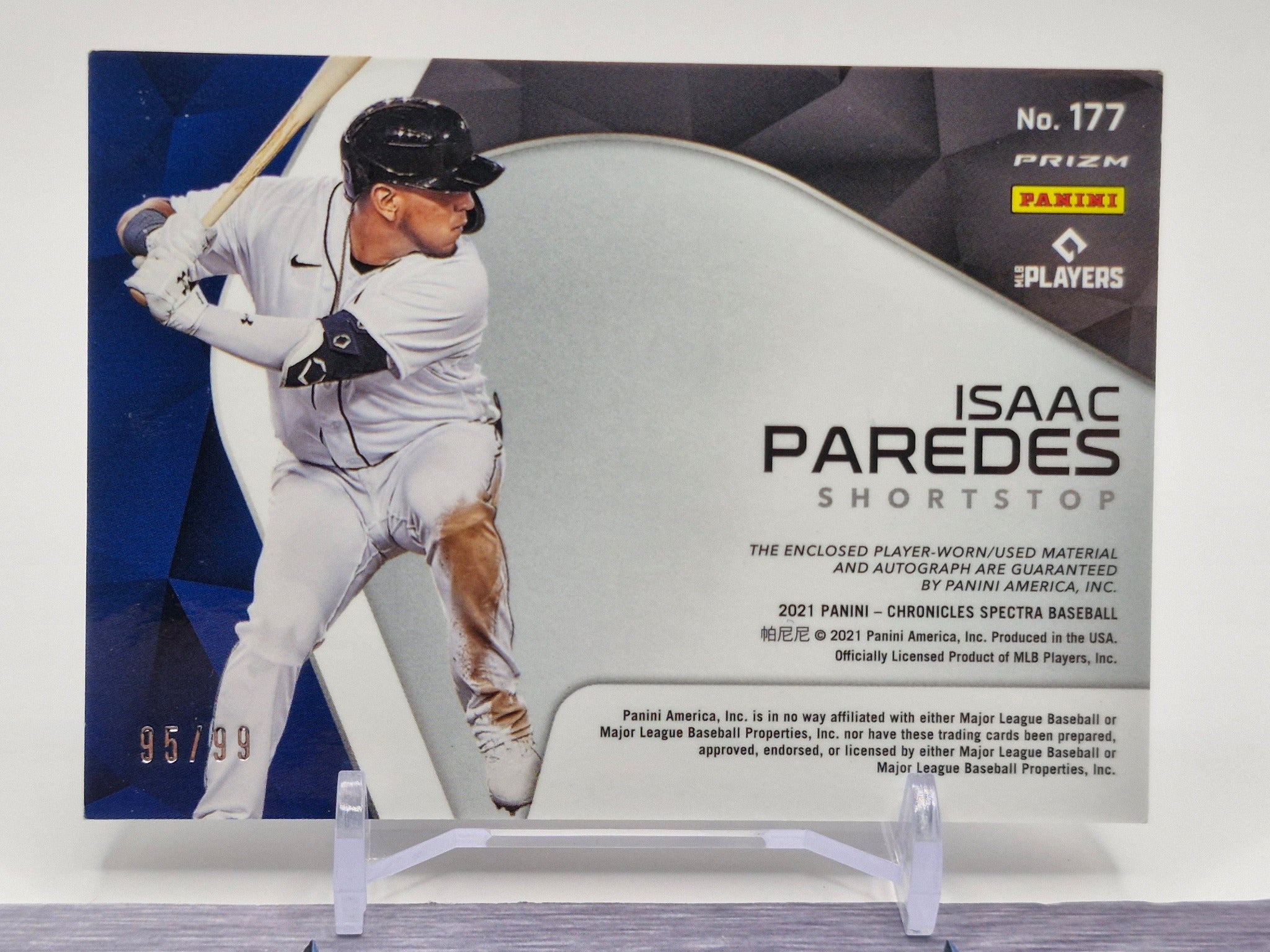 2021 Panini Spectra #177 Isaac Paredes Rookie Jersey Autographs Neon Blue #/99