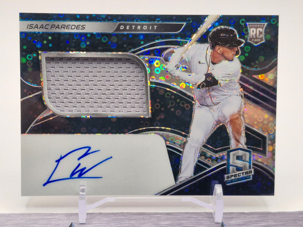 2021 Panini Spectra #177 Isaac Paredes Rookie Jersey Autographs Neon Blue #/99