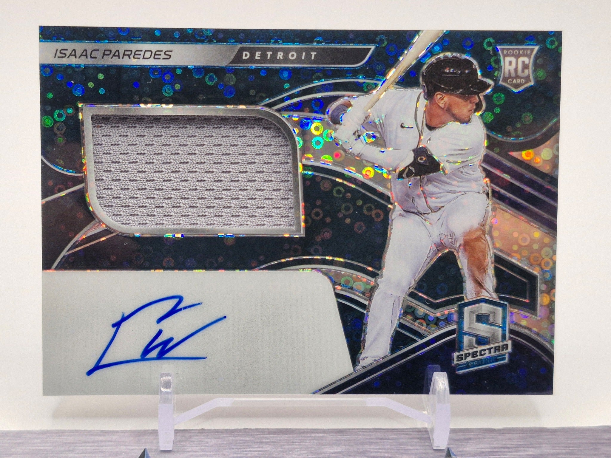 2021 Panini Spectra #177 Isaac Paredes Rookie Jersey Autographs Neon Blue #/99