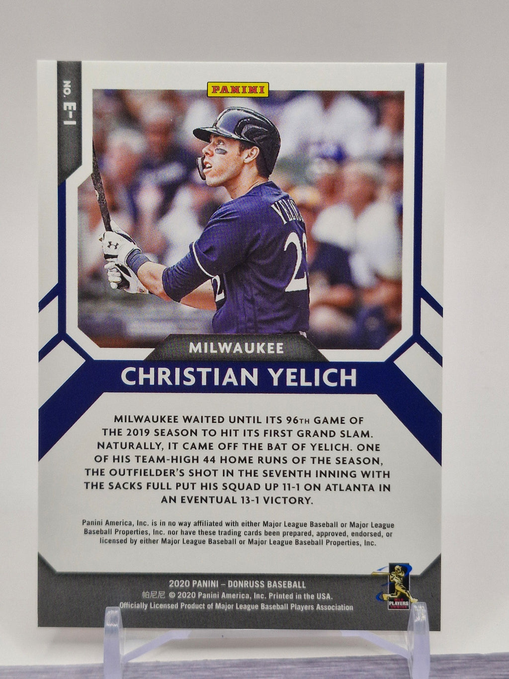 2020 Donruss #E-1 Christian Yelich Elite Series Vector