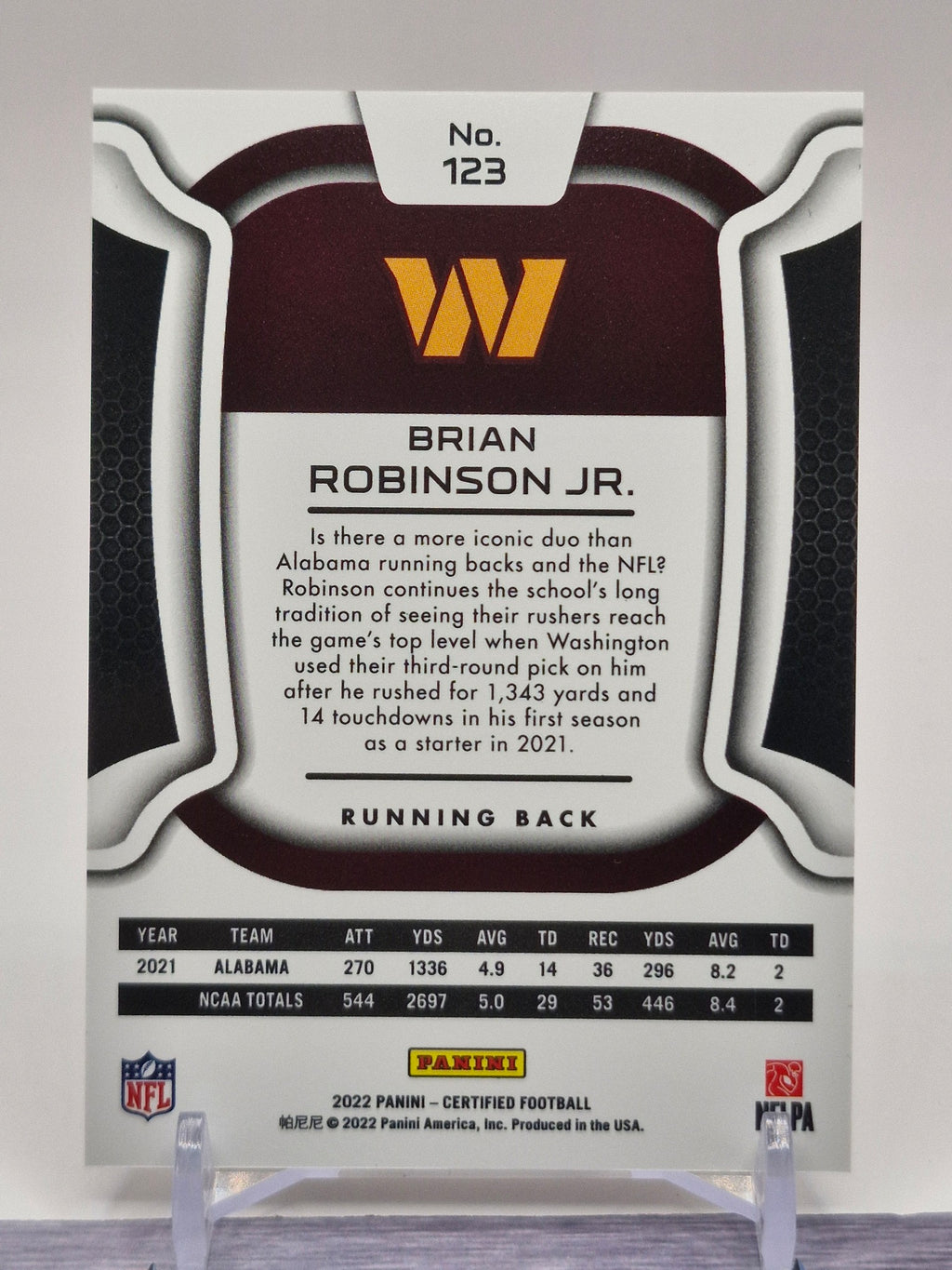 2022 Panini Certified #123 Brian Robinson Jr. Mirror Pink #/199