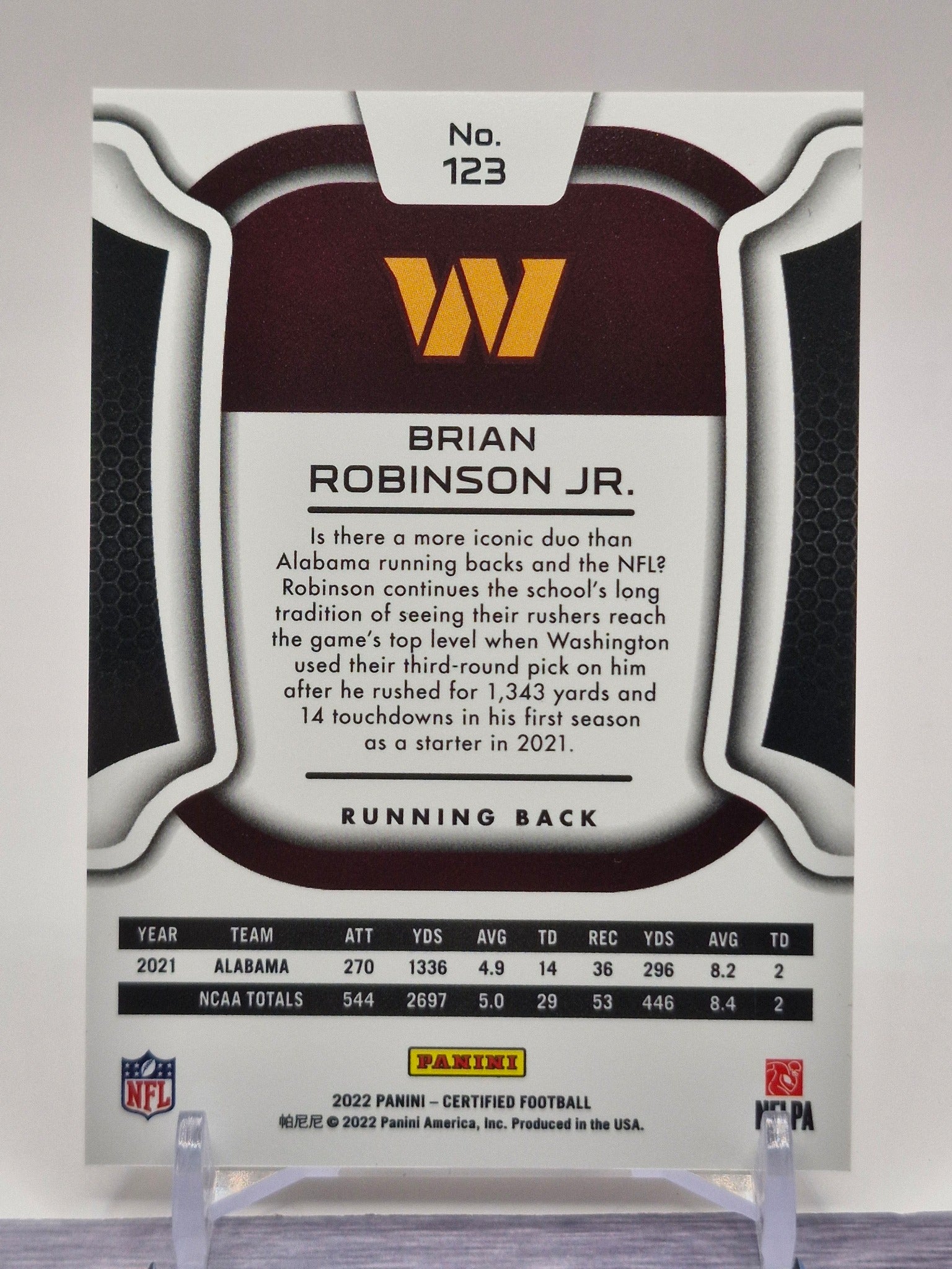 2022 Panini Certified #123 Brian Robinson Jr. Mirror Pink #/199
