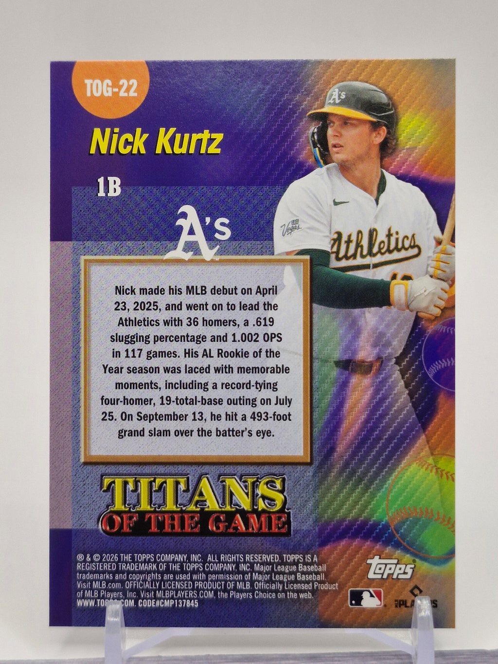 2026 Topps #TOG-22 Nick Kurtz Titans of the Game