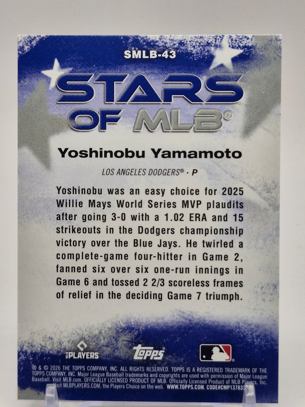 2026 Topps #SMLB-43 Yoshinobu Yamamoto Stars of MLB
