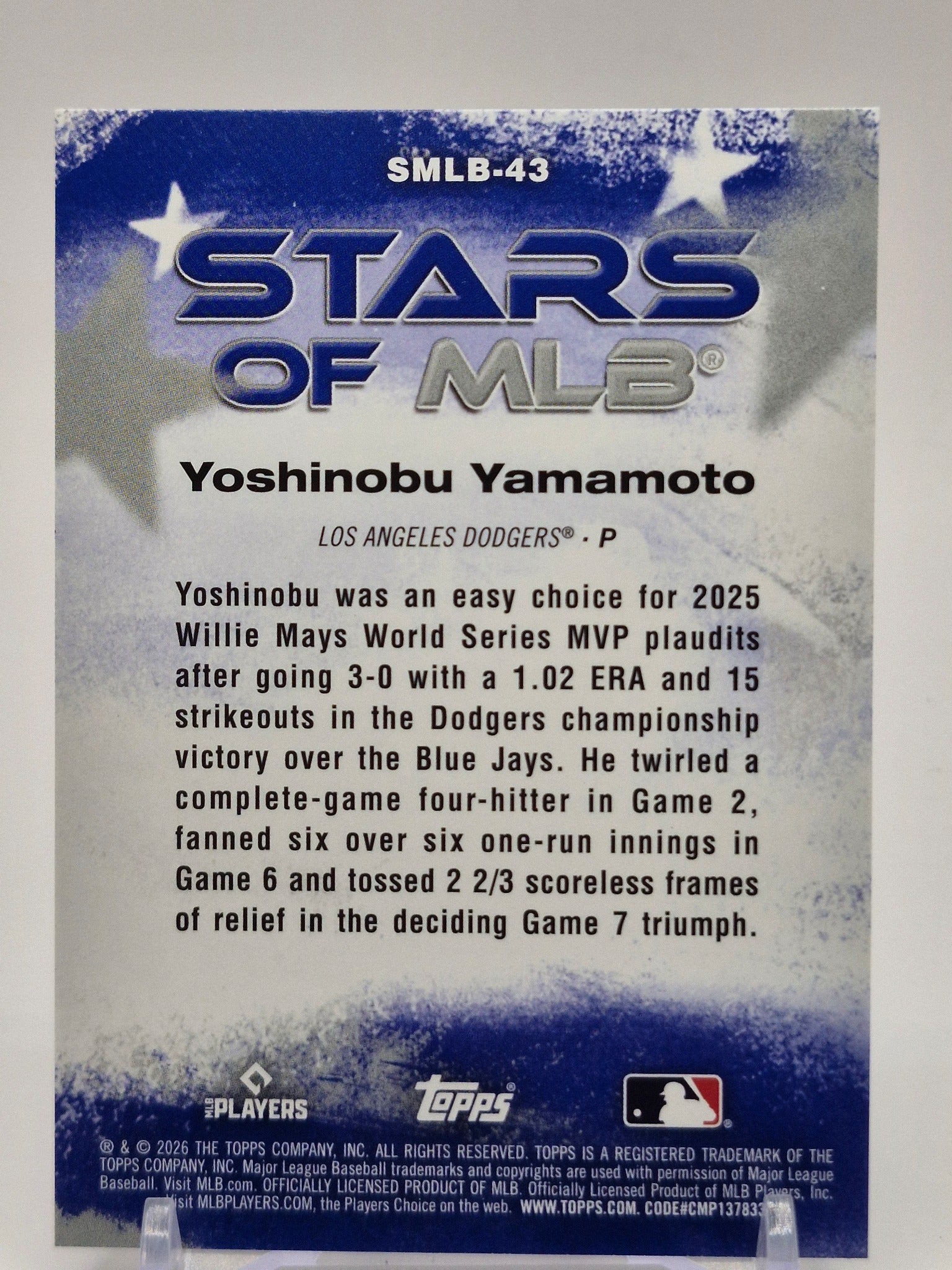 2026 Topps #SMLB-43 Yoshinobu Yamamoto Stars of MLB