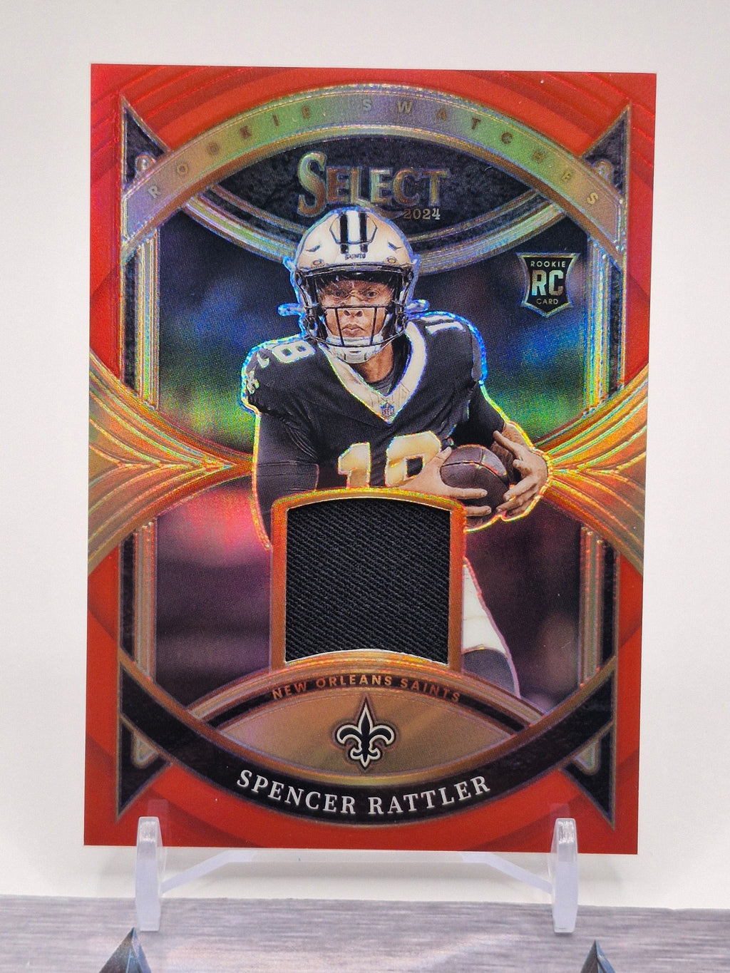 2024 Panini Select #RS-SRR Spencer Rattler Rookie Swatches Red Prizm