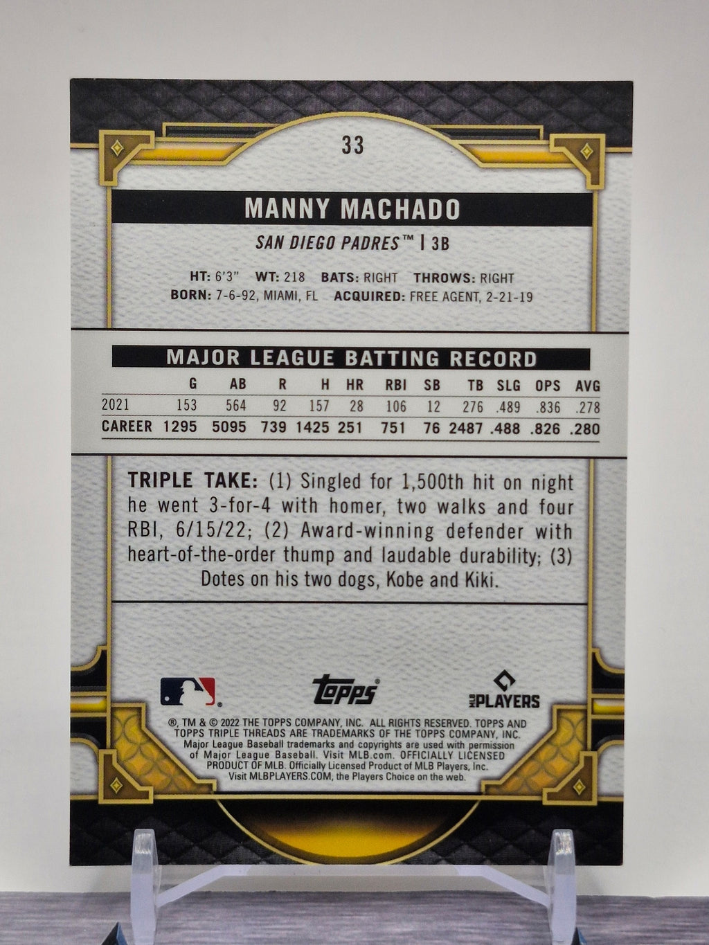2022 Topps Triple Threads #33 Manny Machado