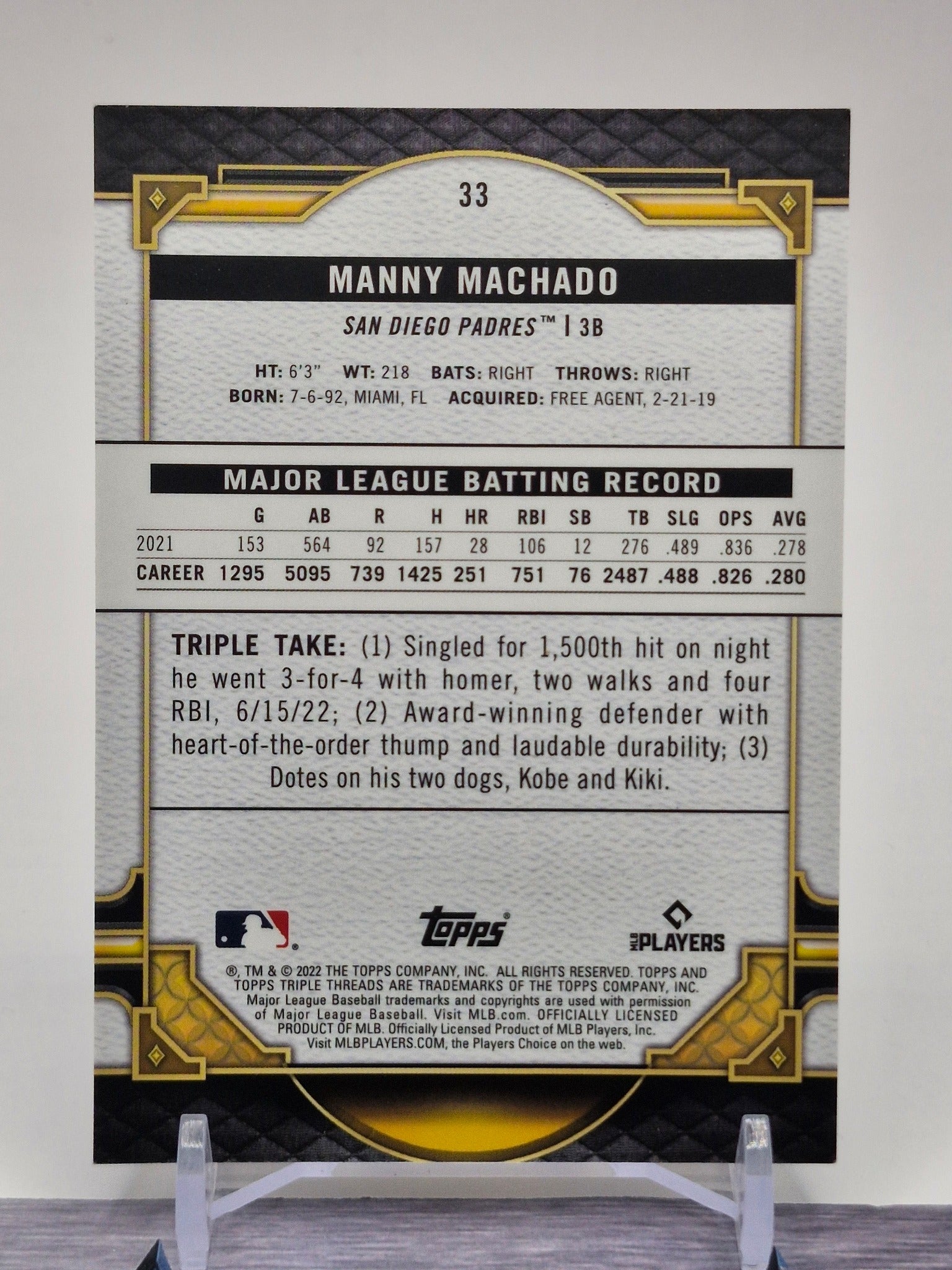 2022 Topps Triple Threads #33 Manny Machado
