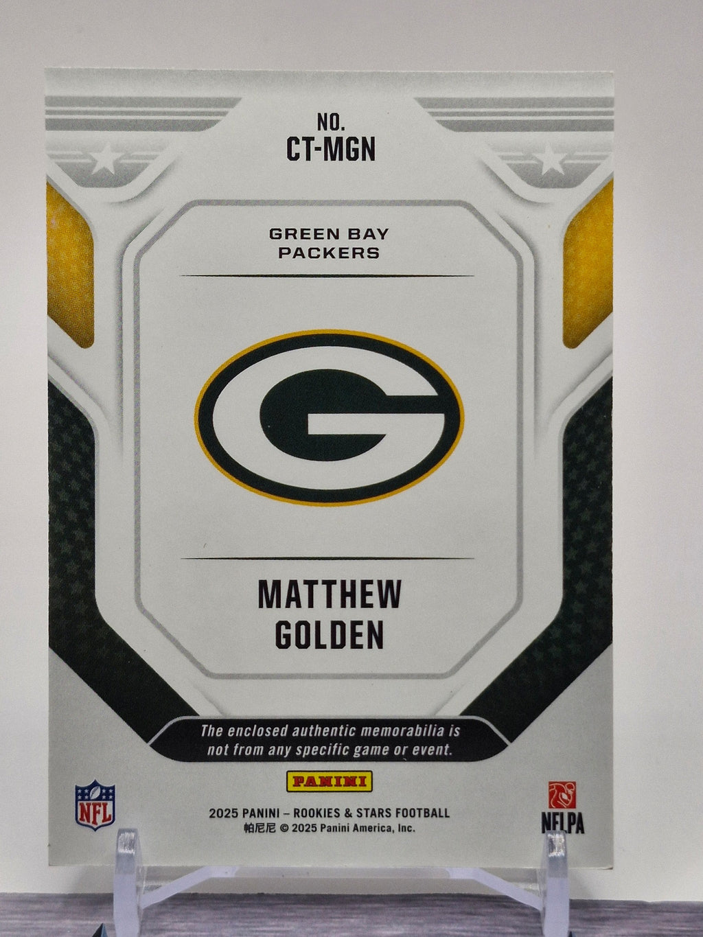 2025 Panini Rookies & Stars #CT-MGN Matthew Golden Cross Training Prime #/49