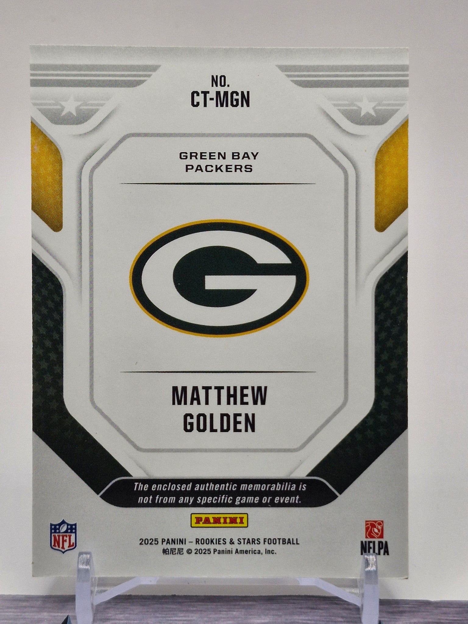 2025 Panini Rookies & Stars #CT-MGN Matthew Golden Cross Training Prime #/49