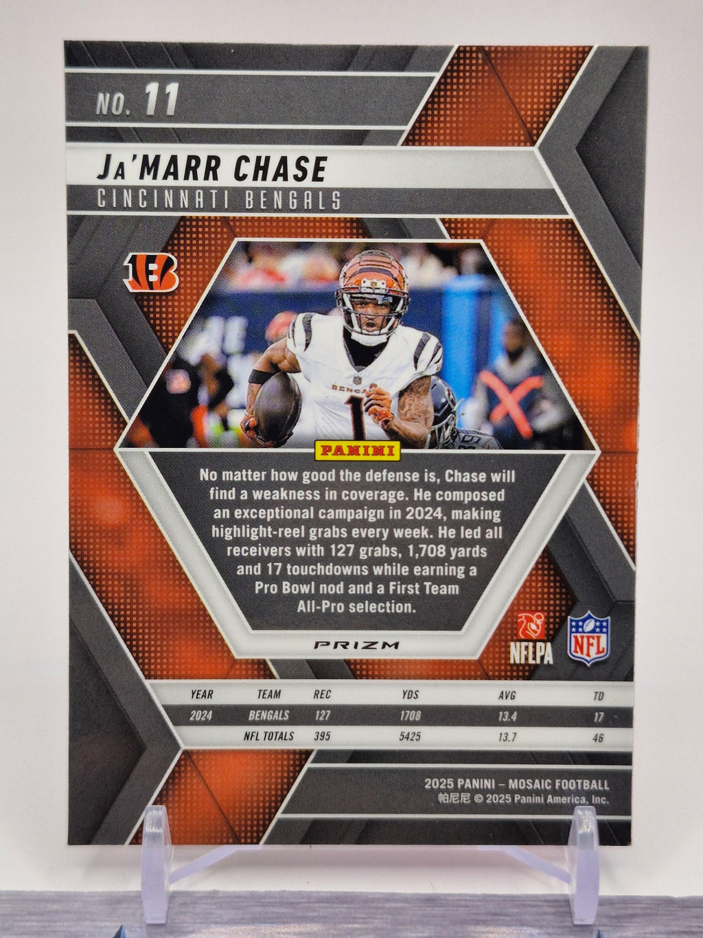 2025 Panini Mosaic #11 Ja'Marr Chase Mosaic Camo Red