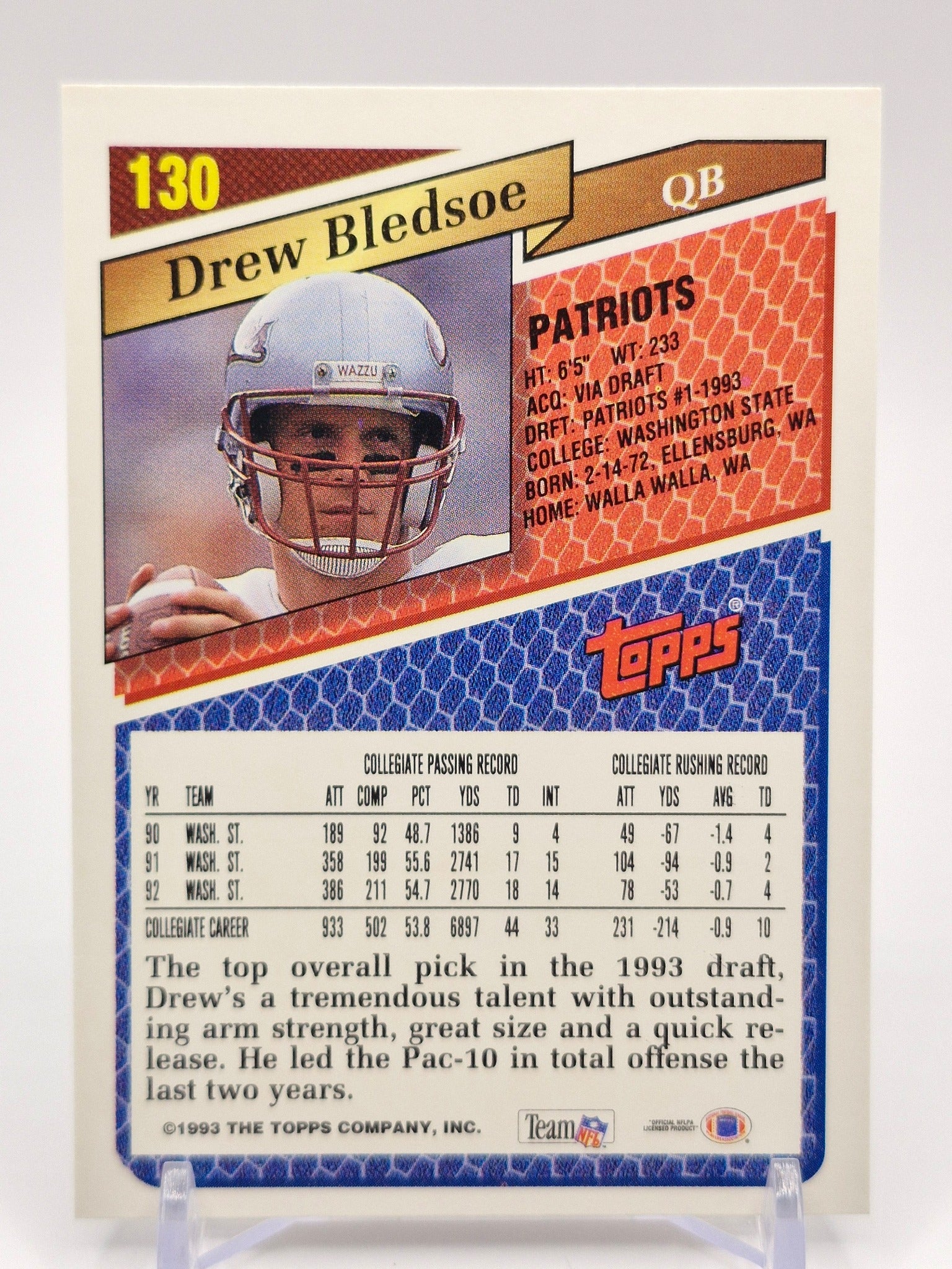 1993 Topps #130 Drew Bledsoe