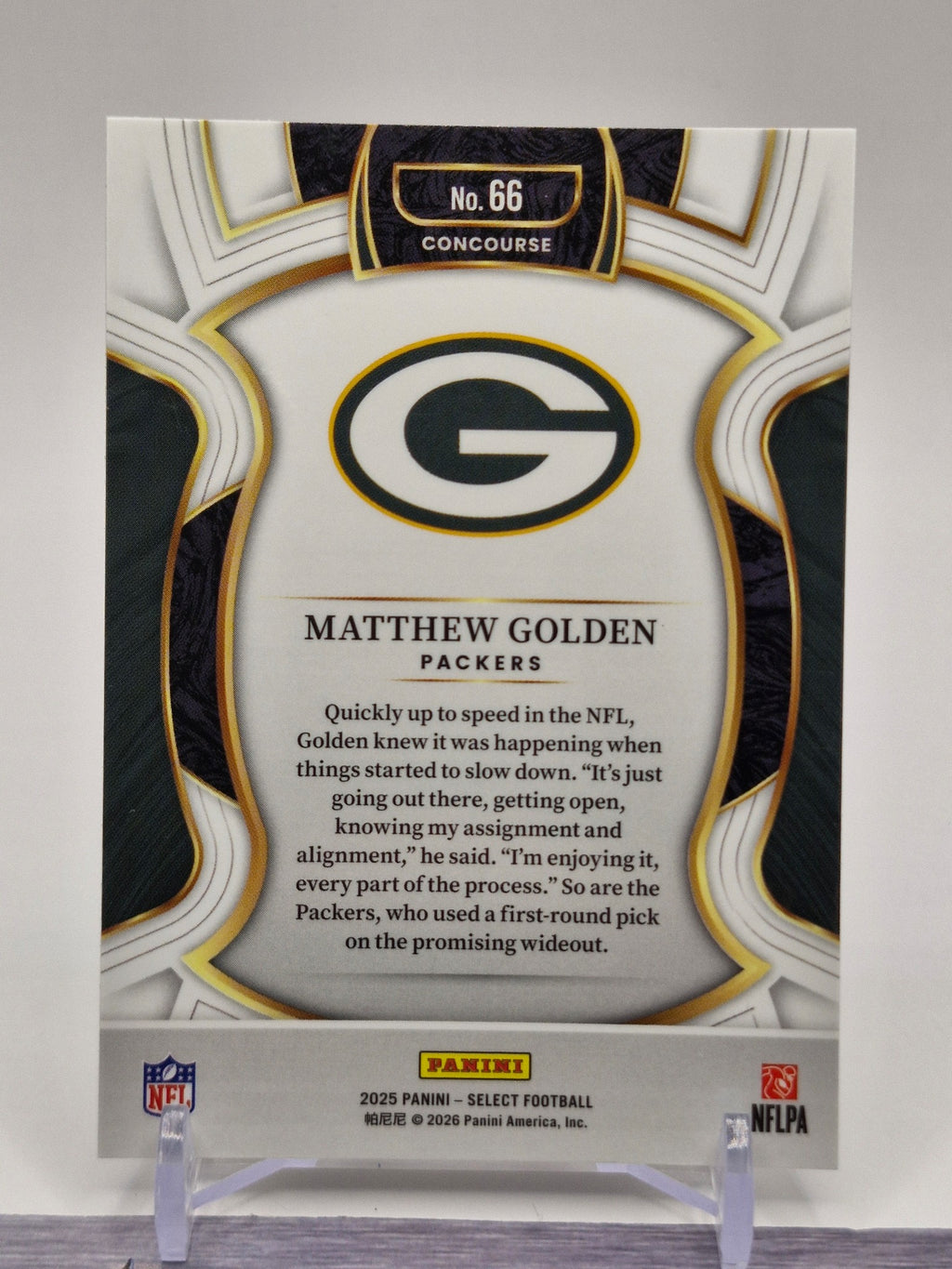 2025 Panini Select #66 Matthew Golden Black and Green Prizm Shock