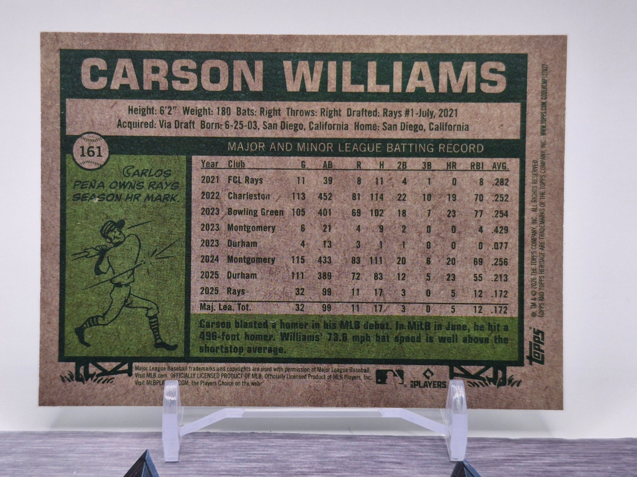 2026 Topps Heritage #161 Carson Williams Dark Gray #/99